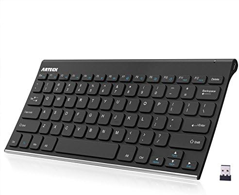 Arteck 2.4G Wireless Keyboard Stainless Steel Ultra Slim Keyboard for Computer/Desktop/PC/Laptop/Surface/Smart TV and Windows 11/10 / 8/7 / Vista/XP Built in Rechargeable Battery