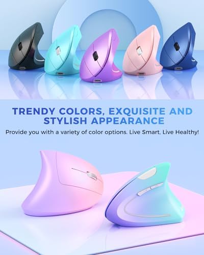 Lekvey Ergonomic Mouse, Rechargeable 2.4G USB Vertical Wireless Mouse, Blue