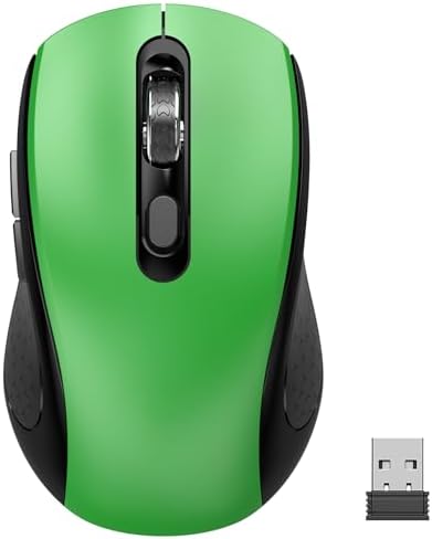 Ergonomic 6 Button Silent Wireless Side Key Mouse No Light Green