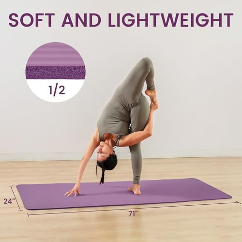 Fitvids 1/2-inch Thick High Density Exercise Yoga Mat with Carrying Strap