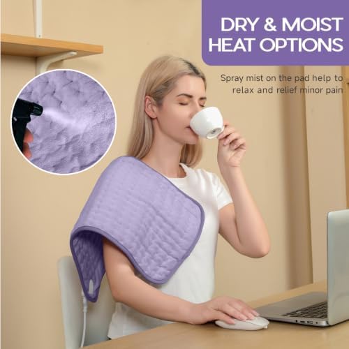 Heating Pad for Back Neck & Period Cramps, Auto Shut Off, Purple