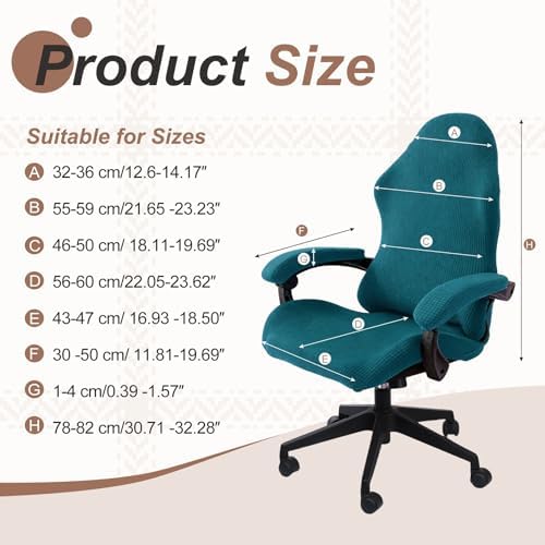 PATIKIL 1 Set Office Chair Cover, Desk Chair Cover Stretchable Universal Computer Seat Slipcover Large with Armrest Covers Zipper for Rolling Office Chairs Home Desk Seat, Dark Green