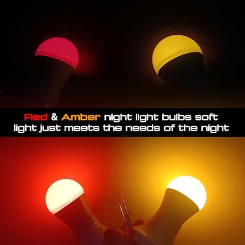 Amber Light Bulb 1800k and 625nm Red Light Bulbs, 1pcs amber+1pcs Red, 3W