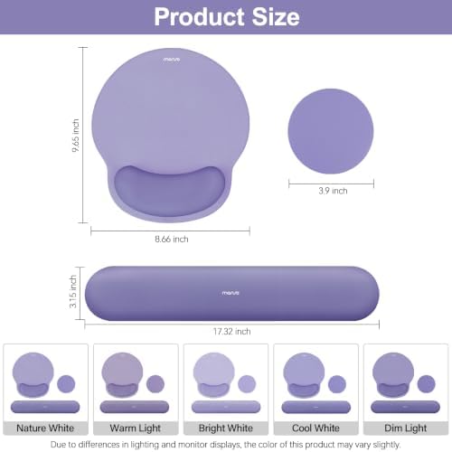 MOSISO Wrist Rest Support for Mouse Pad&Keyboard Set, Lavender Purple