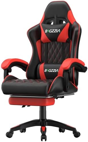 Bigzzia Gaming Chair with Footrest, Comfortable Gamer Chairs Red