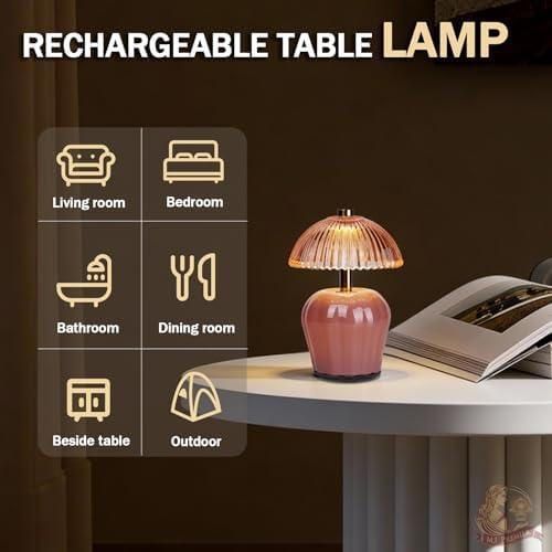MJ PREMIER Rechargeable Table Lamp, Small Cordless Lamp with Timer, Pink*2
