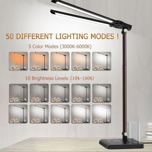 Retractable Dimmable LED Desk Lamp with USB Charging Port Desk Light
