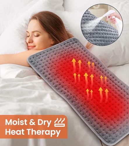Heating Pad for Back Pain, 17''×33'' Electric Heating Pad with 9 Heat Settings & 4 Timers Auto Shut Off, Extra Large Heating Pad for Period Cramps & Sore Muscles, Machine Washable, Dry & Moist Heat