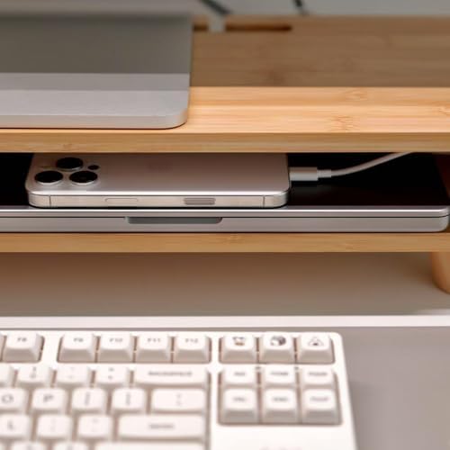 Bamboo Monitor Stand Riser with Drawer