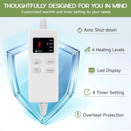 Heating Pad for Full Body Pain Relief 6 Heat Levels 4 Timers Soothes Back, Waist, Neck & Leg Aches Moist Machine Washable Holiday Wellness Gift