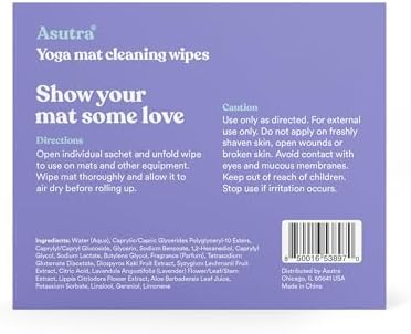 ASUTRA Yoga Mat Cleaning Wipes (Lovely Lavender) (2 Boxes = 60 Wipes)