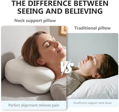 Cloud Pillow, Ergonomic Memory Foam Cervical Neck Support Pillow with Breathable Pillowcase, Adjustable Dual-Height Design for Side Back Stomach Sleepers
