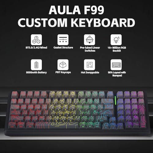 Aula F99 Keyboard Gaming,Wireless Mechanical Keyboards Creamy Sound