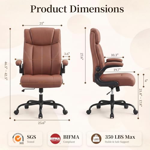 Office Chair, Leather Ergonomic Computer Desk Chair with Rocking
