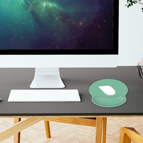 Mouse Pad with Wrist Rest Support, Ergonomic Gaming Mouse Pad with Non-Slip PU Base for Computer Laptop, Office and Home, Easy Typing & Pain Relief, Green