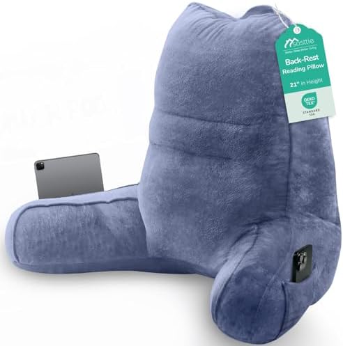 Sasttie Reading Pillow for Bed, Back Pillow for Sitting Up, Grey Purple