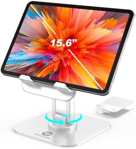 OCYCLONE iPad Stand, 360° Rotating iPad Tablet Stand Holder for Desk, White