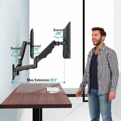 Dual Monitor Wall Mount for 13-32" Computer Screens