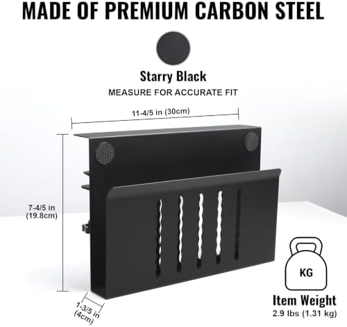 Desk Side Storage Organizer, Under Desk Laptop Holder with Magnetic Slot