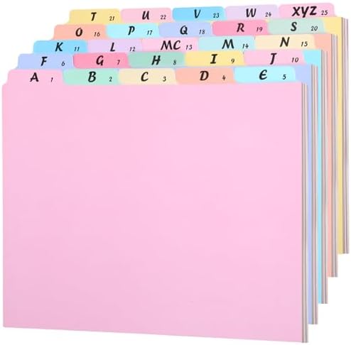 gisgfim 25 Alphabet File Guides, A‑Z Top‑Tab File Cabinet Dividers, Pastel