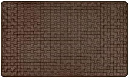 Woven-Embossed Faux-Leather Anti-Fatigue Mat, 18 x 30 in, Espresso