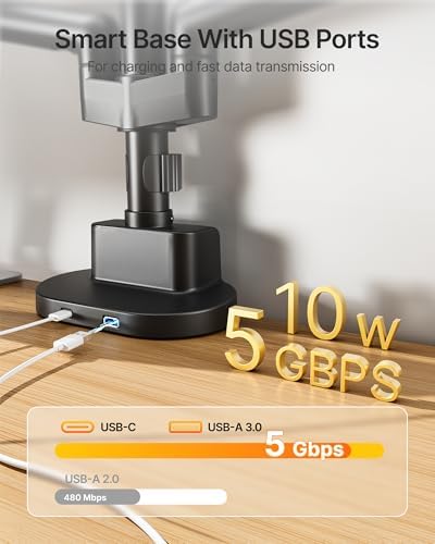 monTEK USB Stacked Dual Monitor Arm for 17-40" Screens, 24.3 lbs Each