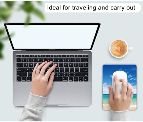 Small Mouse Pad, Mini Mouse Pad 6 X 8 Inch with Non-Slip Rubber Base for Keyboard Tray Laptops Wireless Mouse Home Office Travel, Washable & Portable (Beach)