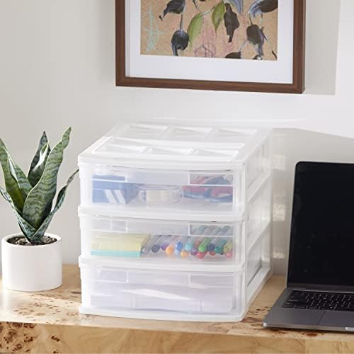 Gracious Living 3-Drawer Desktop & Countertop Organizer, White/Clear