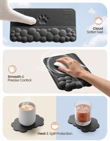 Vaydeer Keyboard Riser and Mouse Pad with Wrist Rest Set, Coaster Included