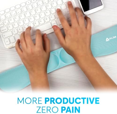 KLIM Mouse & Keyboard Wrist Rest Set - Silky Gel Memory Foam - Ergonomic Wrist Rest for Computer Keyboard, Wrist Pad for Keyboard + Wrist Rest for Mouse Gaming and Office - Pain Relief - Light Blue