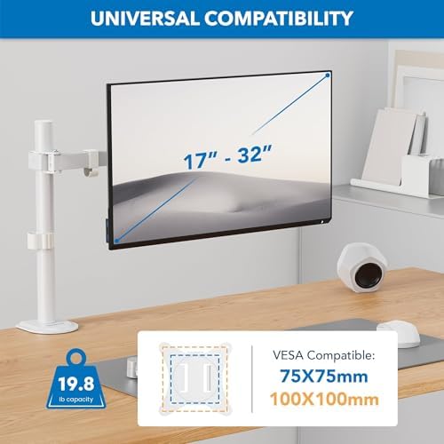 Mount-It! Single Monitor Arm Desk Mount, 17-32 Inch Screens, VESA 100x100mm
