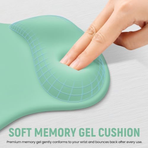 Ergonomic Mouse Pad with Wrist Rest, Gel Wrist Support, Aquamarine