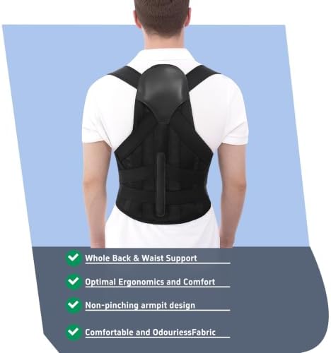 Back Brace Posture Corrector for Women and Men Upgraded Dynamic Traction Correction System Adjustable Shoulder Support Straightener Helps Reduce Upper Lower Back Pain Suitable for Hump Scoliosis Black Large