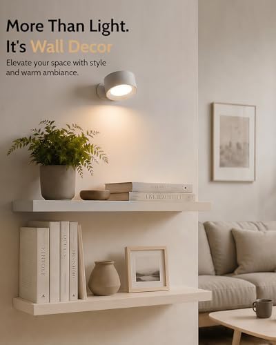 Rechargeable Wall Sconces with Remote, Magnetic Wall Lights, White