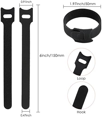 MVYC 120PCS 6 Inch Reusable Cable Ties Wire Ties Cord Organizer Cable Organizer Adjustable Management Black