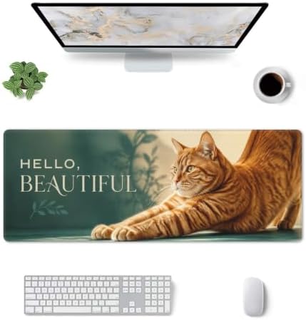 Orange Cat Gaming Mouse Pad Mouse Pads for Desk 11.8x31.5 in Teal