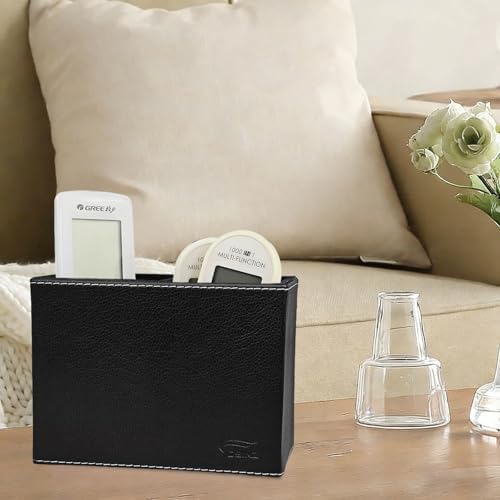 Black Pen Holder, Double Slots Leather Pencil Holder, Elegant Pen Holder for Desk, Stationery Organizer for School Office Home Dorm