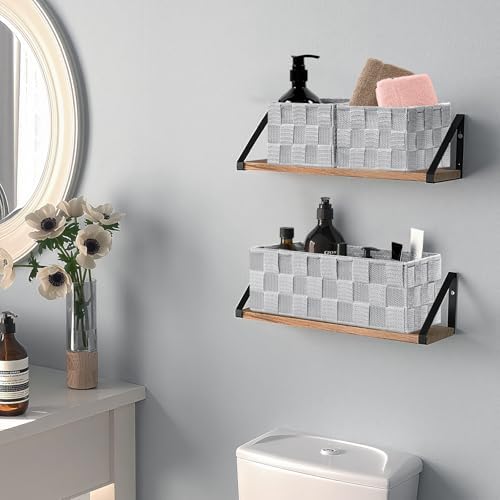 Posprica Small Baskets for Organizing(7 Set) Woven Storage for Shelves, Bathroom, Decorative Closet Organizer, Dresser Bins, Shelf