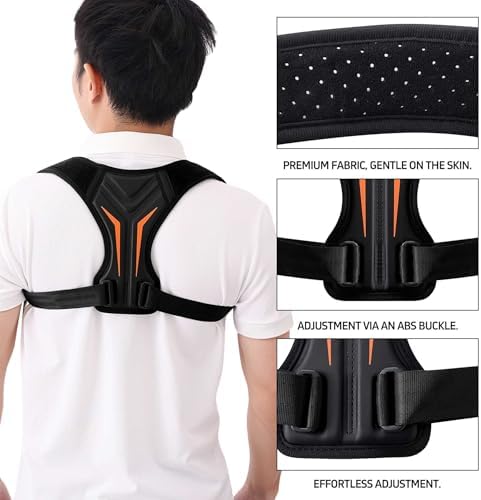 Posture Corrector for Women and Men Upper Back Brace Straightener Scoliosis (Midnight Black, X-Large)