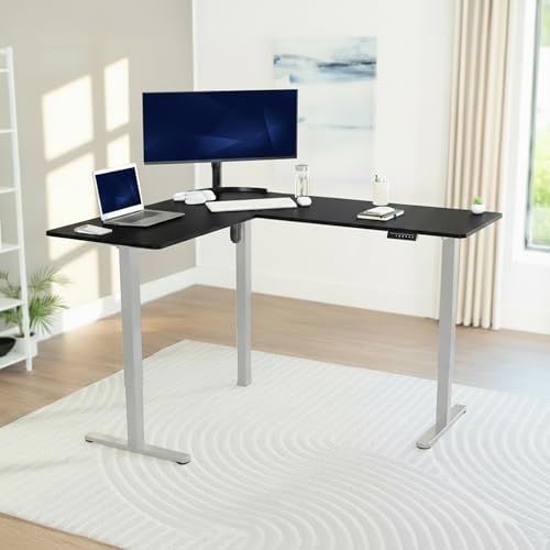 VIVO Black 63 x 55 in Corner Standing Desk, DESK-E3CTGB