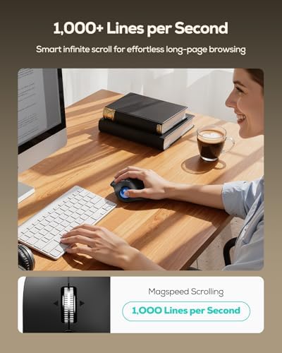 Nulea Wireless Ergonomic Vertical Trackball Mouse Thumb Control