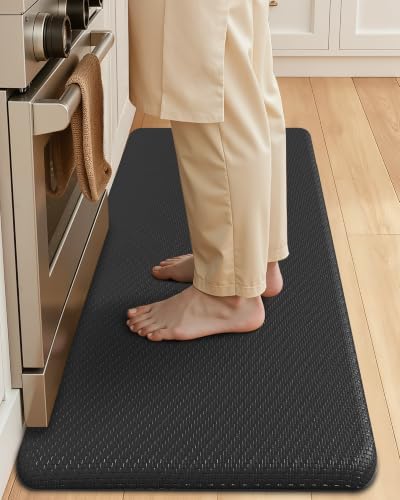Color&Geometry Antifatigue Kitchen Mat for Floor 20x39-3/4 in Thick, Black