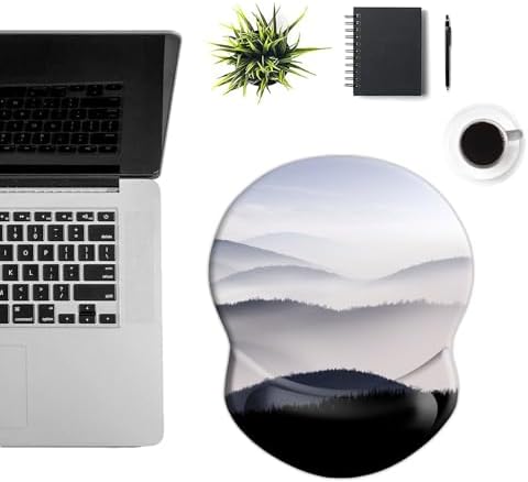 Ergonomic Mouse Pad with Wrist Support - Comfortable Computer Mouse Pad with Non-Slip PU Base for Home Office, Learning, Working, Gaming (Mountains Landscape)