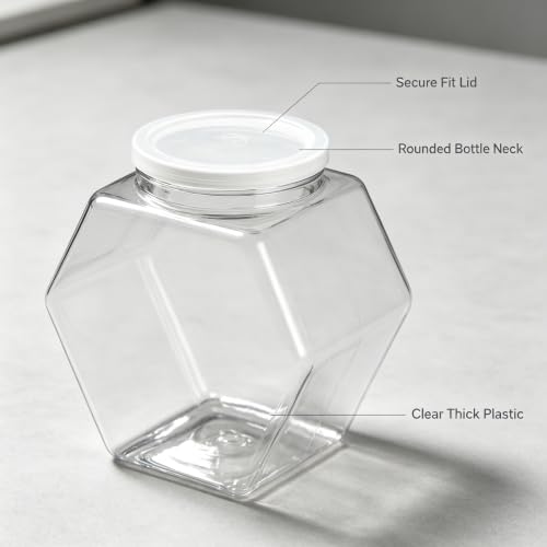 Plastic Candy Jar with Lid Clear Hexagonal Fish Bowls,29 Oz