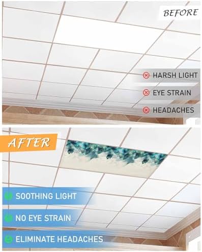 Peacock Feathers Magnetic Fluorescent Light Covers for Ceiling Lights 2 x 4 Feet,Teal Turquoise Blue Ombre Animal Office Classroom Kitchen Drop Ceiling Light Covers Filters Shade Panel 2 Packs