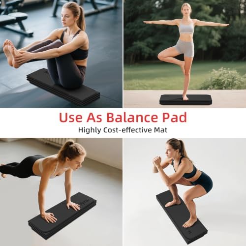 Foldable Yoga Excercise Mat 71"L x 24"W, Odourless Light Weight POE Mat For Home Fitness and Gym Workouts, 1/4 inch Non-slip design for All Types of Yoga Pilates