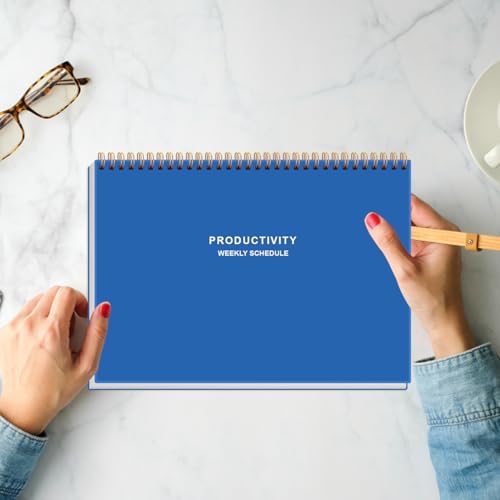 Weekly Productivity Planner - 8" x 11" Dashboard Desk Pad/Planner, Habit Tracker, Spiral Undated Weekly Planner for Office/School/Home, 54 Weeks, Blue
