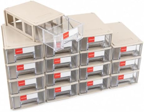 16 Pack Stackable Desk Organizer Drawers for Craft Storage Gray