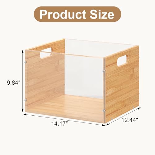 Sbanmao 3 Pack Hanging File Organizer, Acrylic File Box Organizer, Bamboo File Crate File Cabinet Storage Box, File Folder Organizer for Home Office Desk, Letter Size