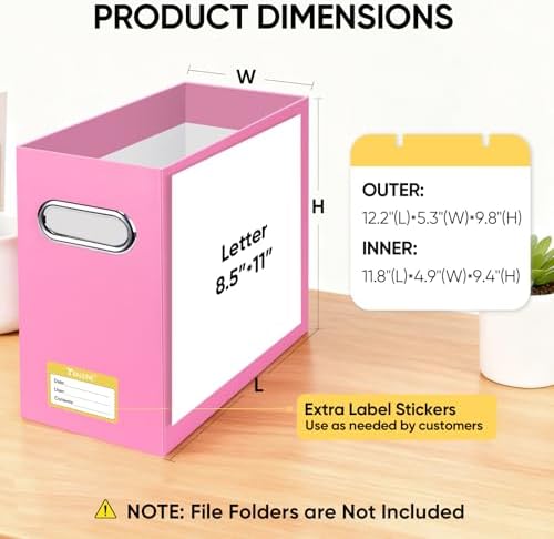 BALEINE 8PK File Organizer Box, Cardboard File Folder Organizer with Handle